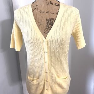 Talbots Yellow Short Sleeve Cardigan